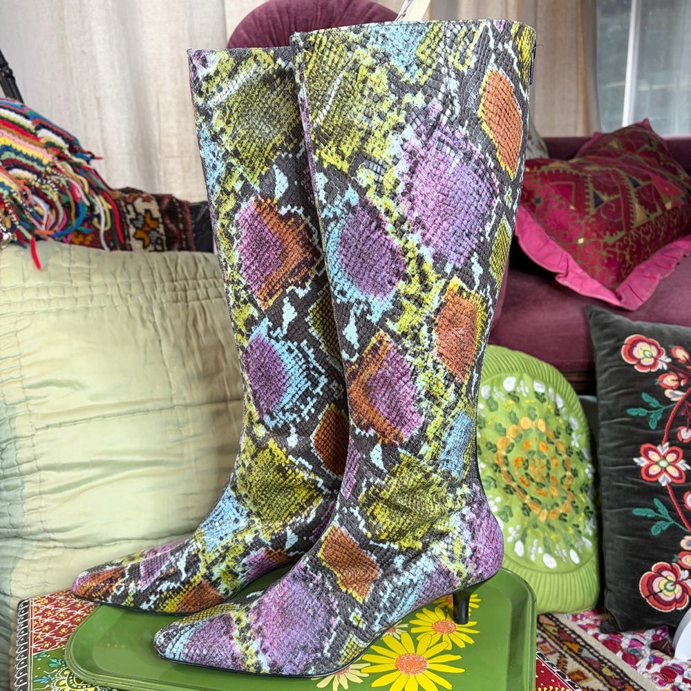 Isaac Mizrahi Rainbow Snakeskin Boots
